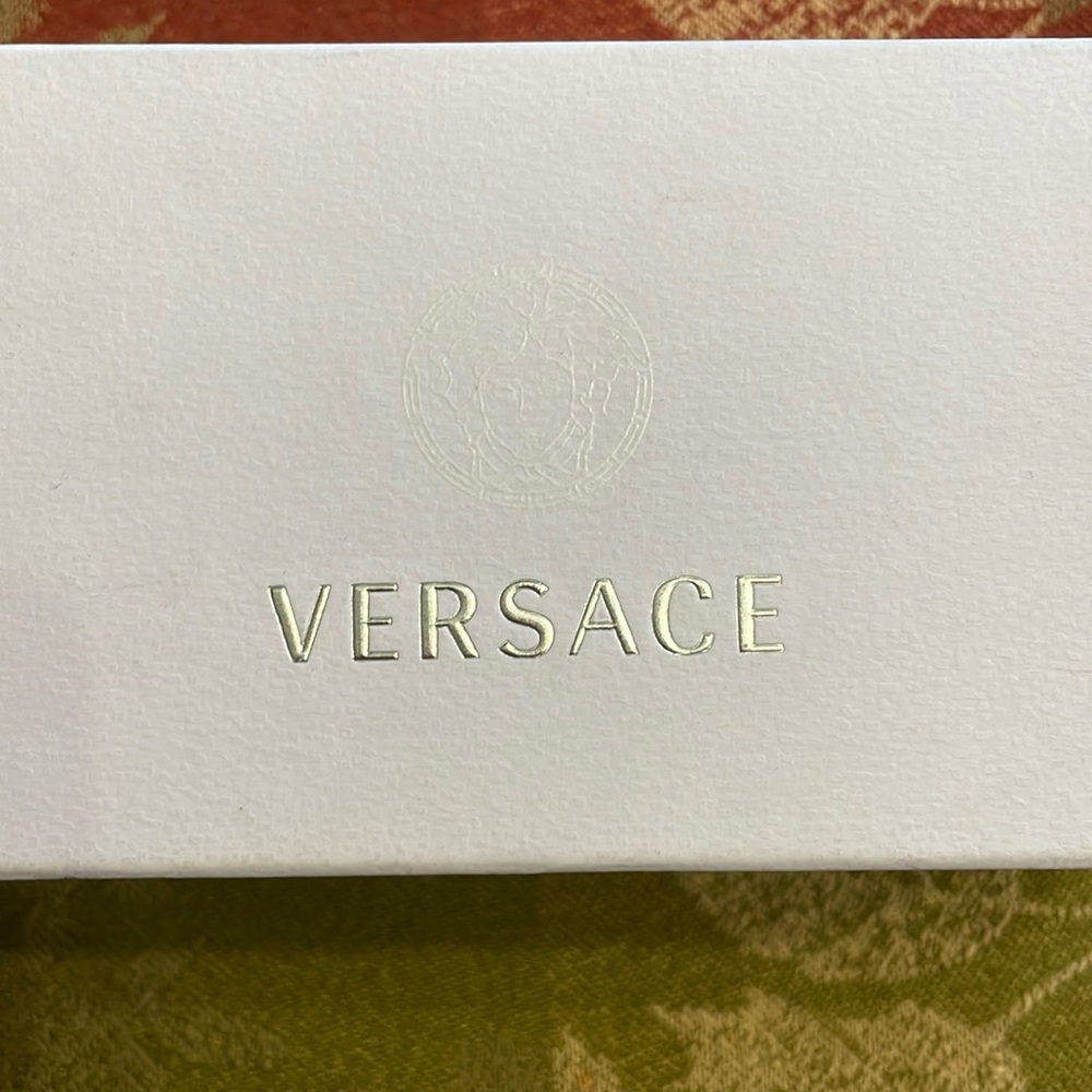Versace sunglasses box white with new cleaning cloth and Versace COA and care